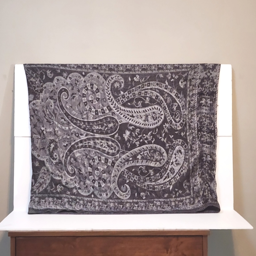 Gray paisley infinity scarf Women's Paisley Scarf